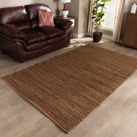 BAXTON STUDIO Zaguri Modern and Contemporary Natural Handwoven Leather Blend Area Rug 188-11860-ZORO